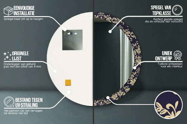 Kerek díszes tükör Virágos minta