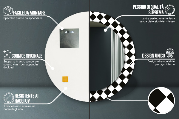 Kerek tükör fali dísz Sakkasztal