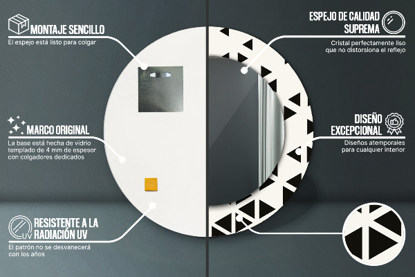 Kerek tükör díszítéssel Absztrakt geometriai