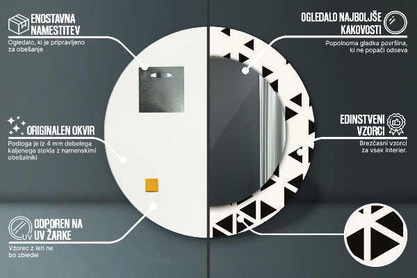 Kerek tükör díszítéssel Absztrakt geometriai