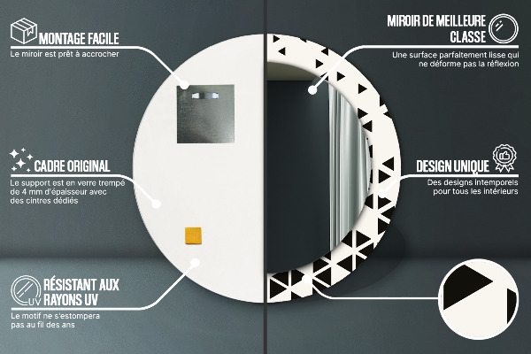 Kerek tükör díszítéssel Absztrakt geometriai