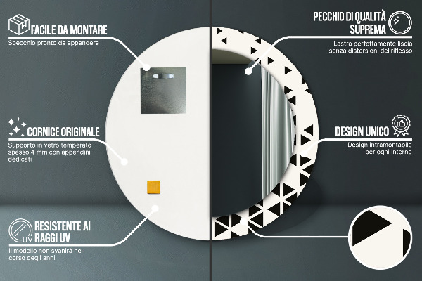 Kerek tükör díszítéssel Absztrakt geometriai