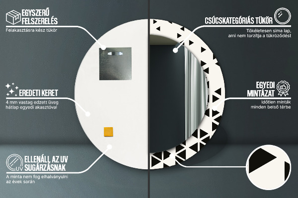 Kerek tükör díszítéssel Absztrakt geometriai