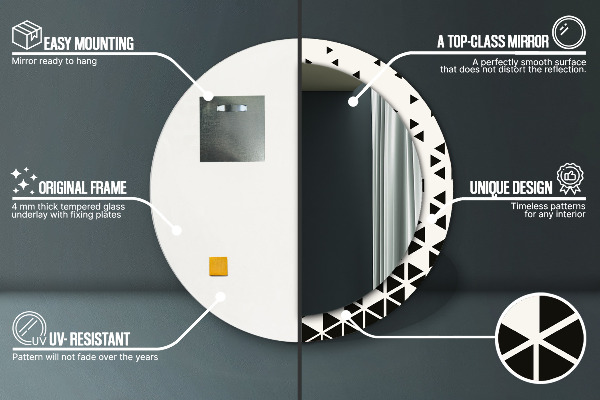 Kerek tükör díszítéssel Absztrakt geometriai