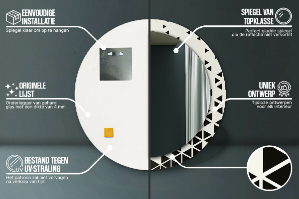 Kerek tükör díszítéssel Absztrakt geometriai