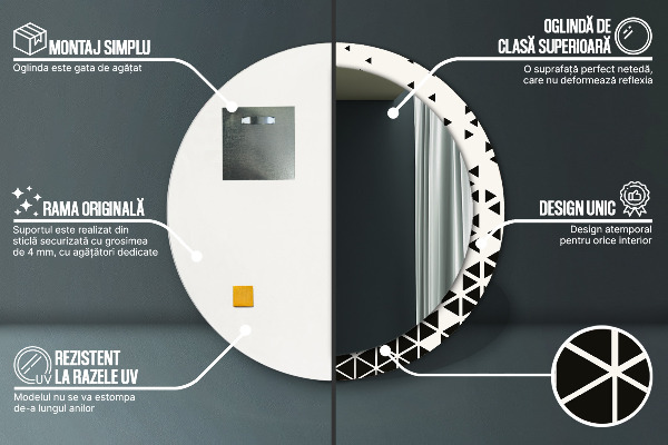 Kerek tükör díszítéssel Absztrakt geometriai