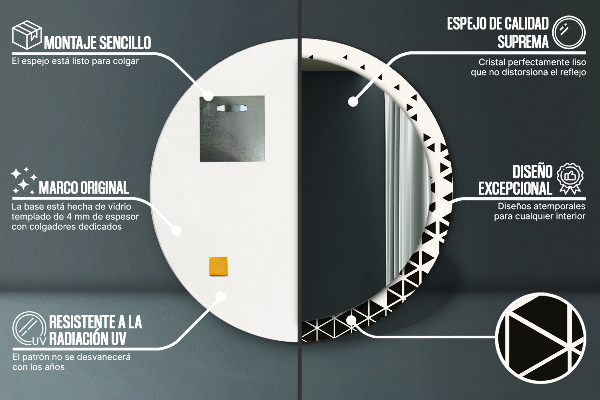 Kerek tükör díszítéssel Absztrakt geometriai