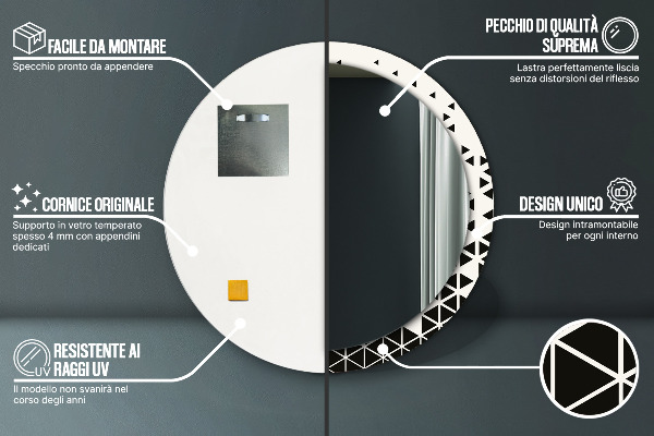Kerek tükör díszítéssel Absztrakt geometriai