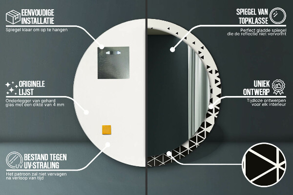 Kerek tükör díszítéssel Absztrakt geometriai