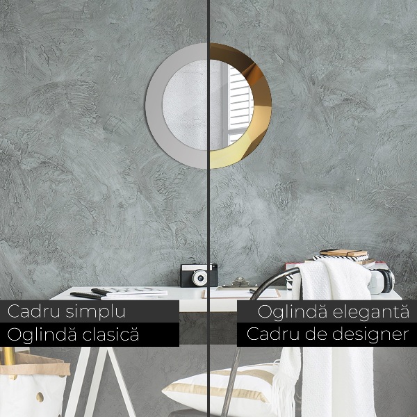 Kerek tükör nyomtatott kerettel Arany absztrakció