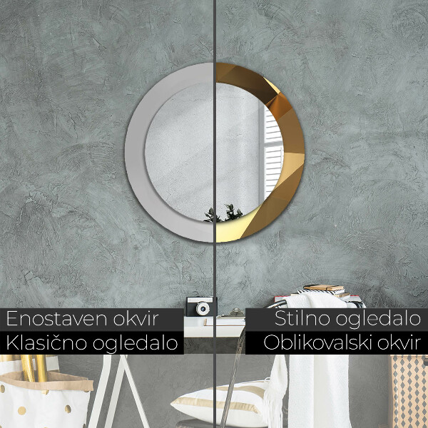 Kerek tükör nyomtatott kerettel Arany absztrakció