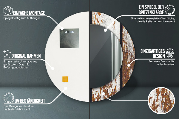 Kerek díszes tükör Vintage sötét fa