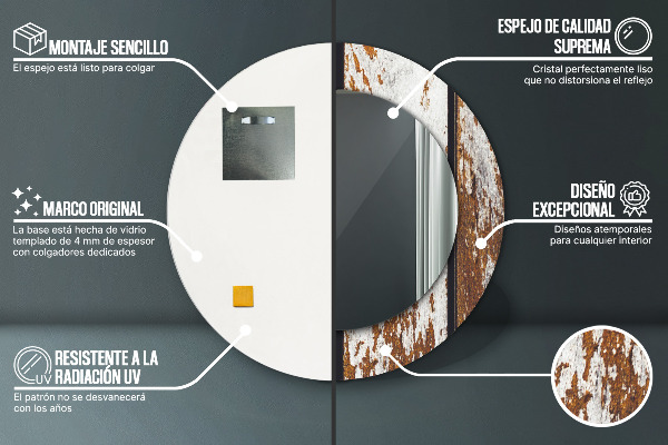 Kerek díszes tükör Vintage sötét fa