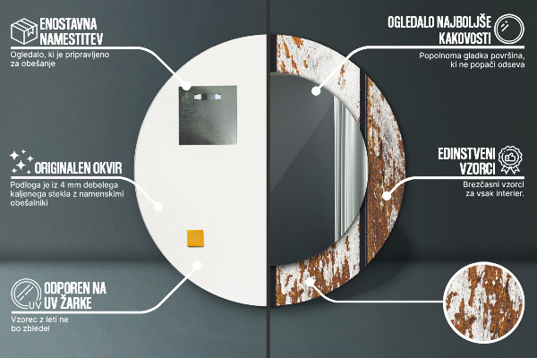 Kerek díszes tükör Vintage sötét fa