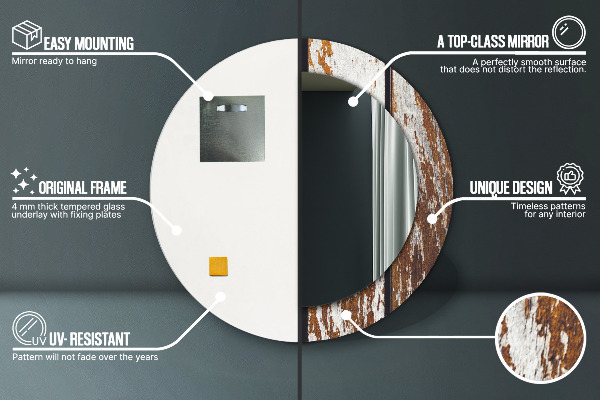 Kerek díszes tükör Vintage sötét fa