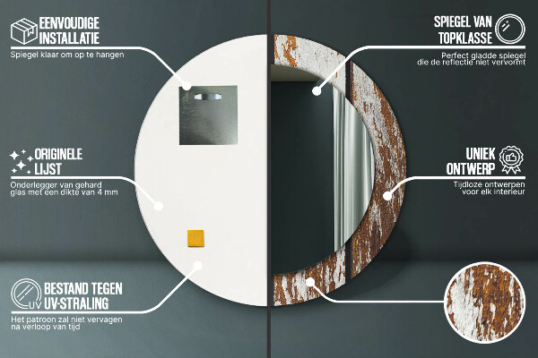 Kerek díszes tükör Vintage sötét fa