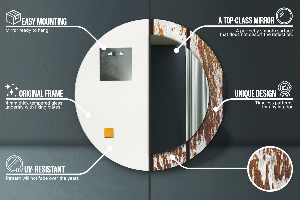 Kerek díszes tükör Vintage sötét fa