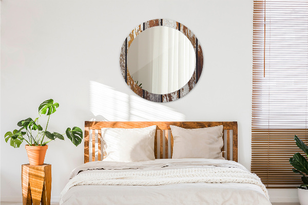 Kerek díszes tükör Vintage sötét fa