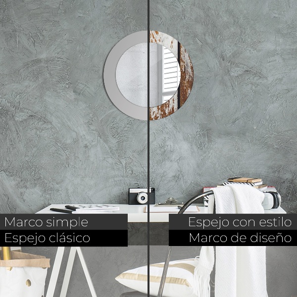 Kerek díszes tükör Vintage sötét fa