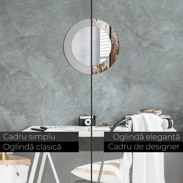 Kerek díszes tükör Vintage sötét fa