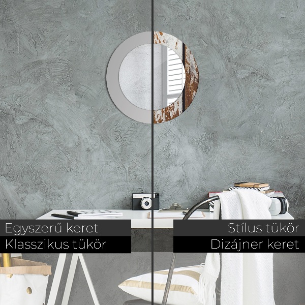 Kerek díszes tükör Vintage sötét fa