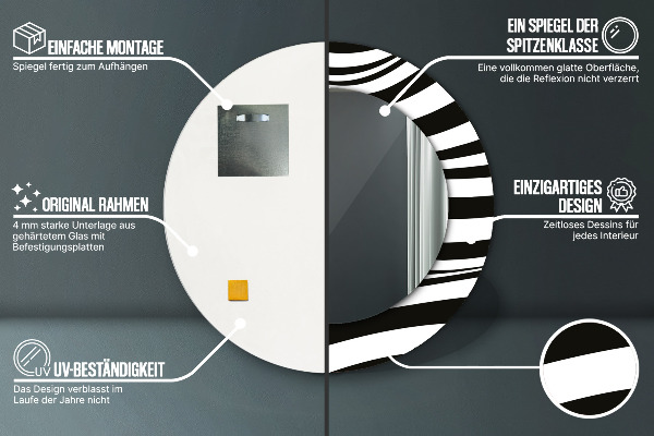 Kerek tükör díszítéssel Absztrakt hullám