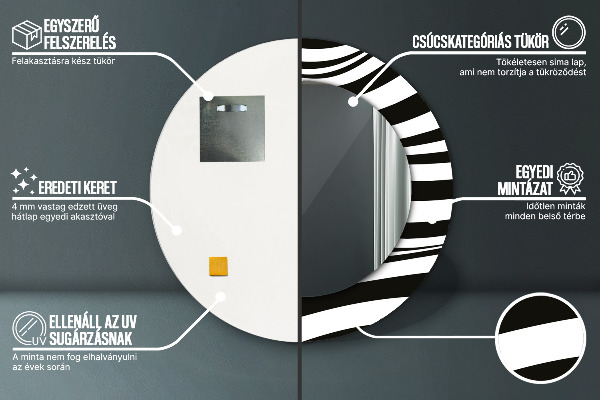 Kerek tükör díszítéssel Absztrakt hullám