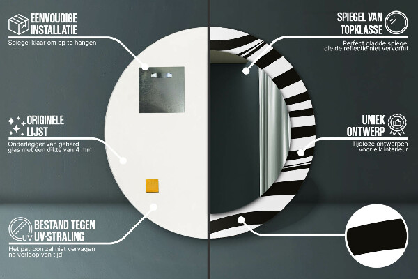 Kerek tükör díszítéssel Absztrakt hullám