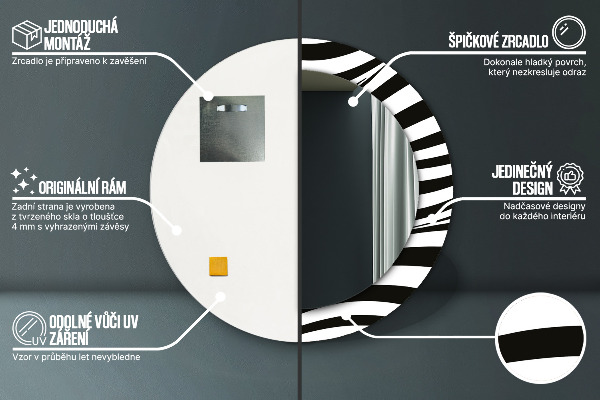 Kerek tükör díszítéssel Absztrakt hullám