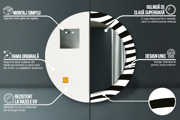 Kerek tükör díszítéssel Absztrakt hullám