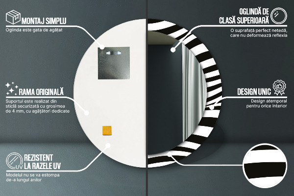 Kerek tükör díszítéssel Absztrakt hullám