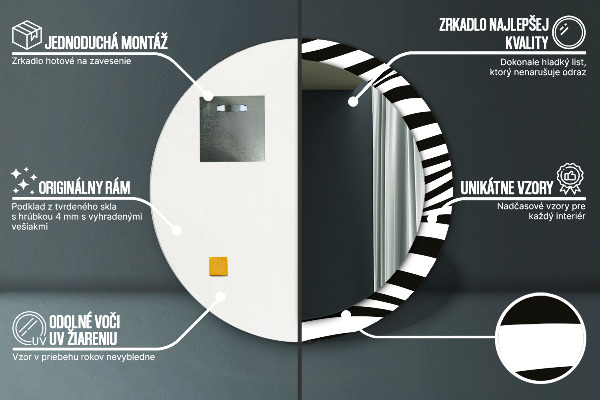 Kerek tükör díszítéssel Absztrakt hullám