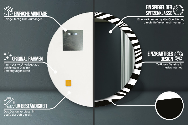 Kerek tükör díszítéssel Absztrakt hullám