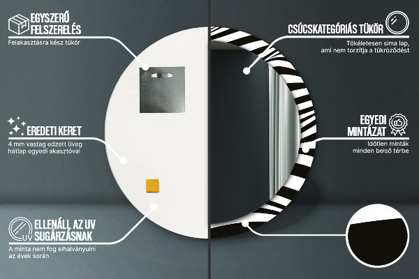 Kerek tükör díszítéssel Absztrakt hullám