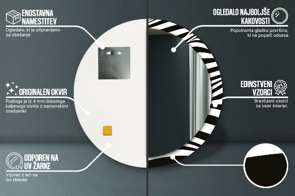 Kerek tükör díszítéssel Absztrakt hullám