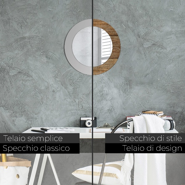 Kerek tükör keret nyomtatással Régi fa