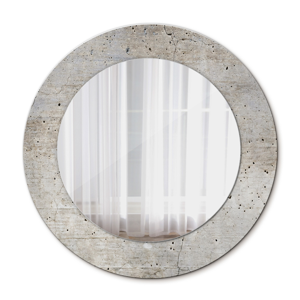 Kerek tükör keret nyomtatással Szürke beton