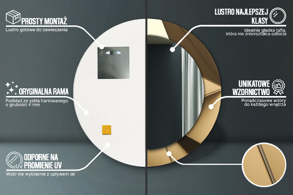 Kerek tükör fali dísz Modern absztrakció