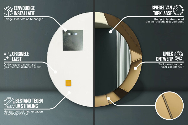 Kerek tükör fali dísz Modern absztrakció