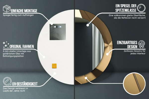 Kerek tükör fali dísz Modern absztrakció