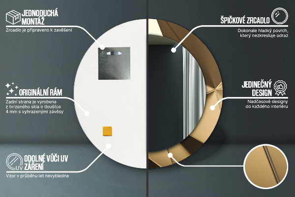 Kerek tükör fali dísz Modern absztrakció