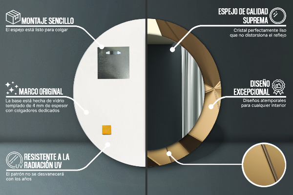 Kerek tükör fali dísz Modern absztrakció