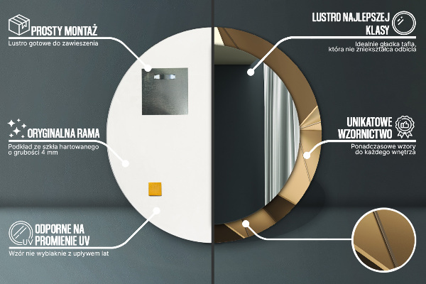 Kerek tükör fali dísz Modern absztrakció