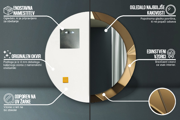 Kerek tükör fali dísz Modern absztrakció