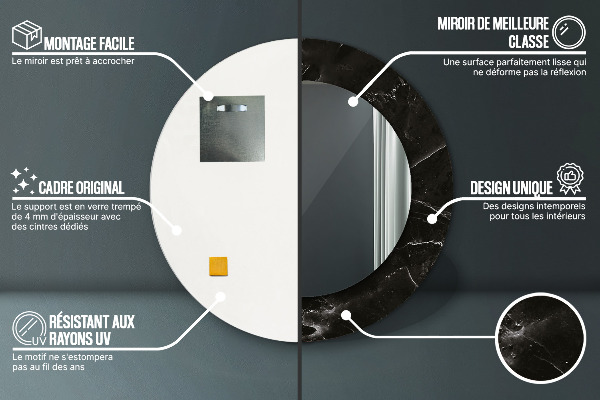 Kerek tükör nyomtatott kerettel Márvány kő