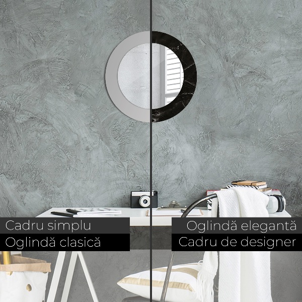 Kerek tükör nyomtatott kerettel Márvány kő