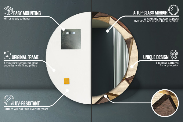 Kerek tükör díszítéssel Geometrikus 3D fa