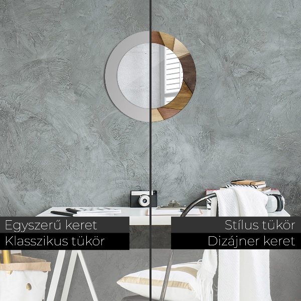 Kerek tükör díszítéssel Geometrikus 3D fa