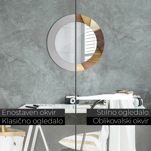 Kerek tükör díszítéssel Geometrikus 3D fa