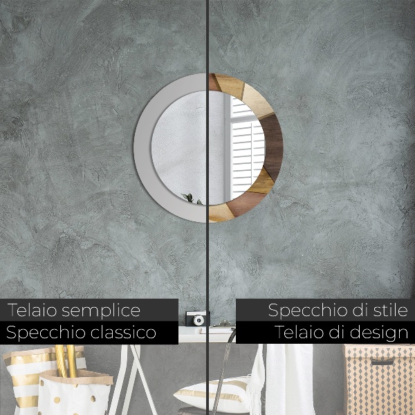 Kerek tükör díszítéssel Geometrikus 3D fa